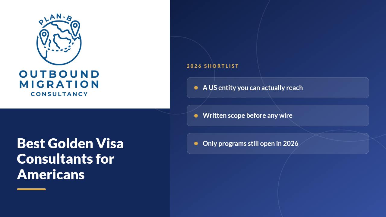 Best golden visa consultants for Americans, 2026 shortlist