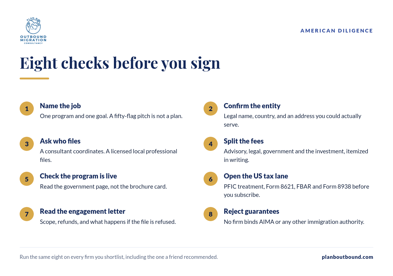 Eight checks Americans should run before signing a golden visa consultant